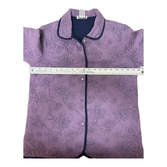 Analogy Quilted Jacket Floral Print Lavender Snap Down Jacket - S - Picture 5 of 8